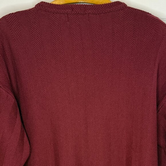 Vintage Chaps Ralph Lauren Hand Framed Herringbone Knit Cotton Sweater Size XL - Picture 6 of 7